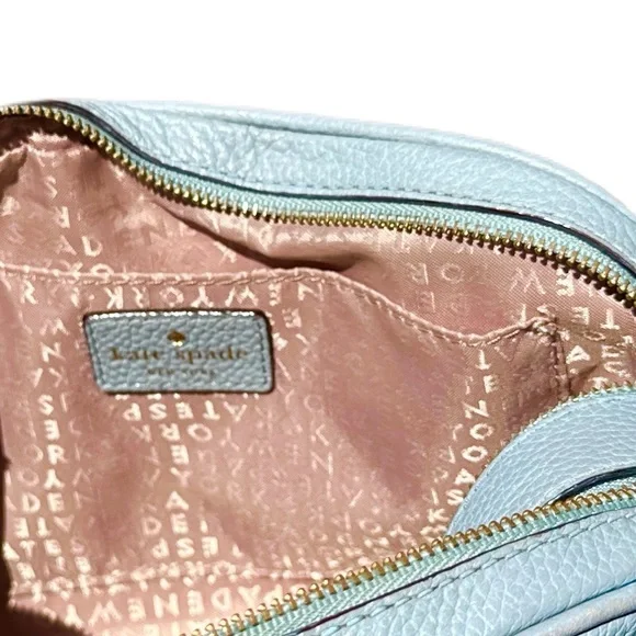 KATE SPADE Mulberry Street Darian Light Blue Pebbled Leather Zip Crossbody Chain - Picture 7 of 16